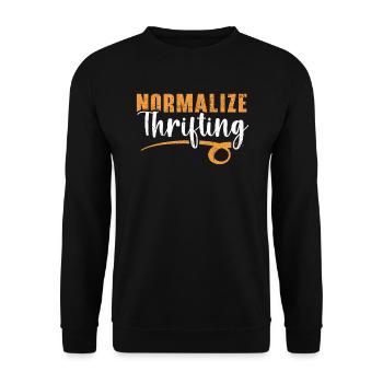 Normalisieren Sie sparsame Sparsamkeit Liebhaber Schnäppchenjagd - Unisex Pullover - Schwarz - Vorne - Alina (178cm) & Michal (187cm)