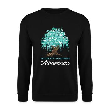 Tourette-Syndrom Bewusstsein Teal Ribbon Disorder - Unisex Pullover - Schwarz - Vorne - Alina (178cm) & Michal (187cm)
