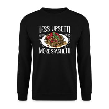 Less Upsetti More Spaghetti Lover Pasta Eater - Unisex Sweatshirt - black - Front - Alina (178cm) & Michal (187cm)