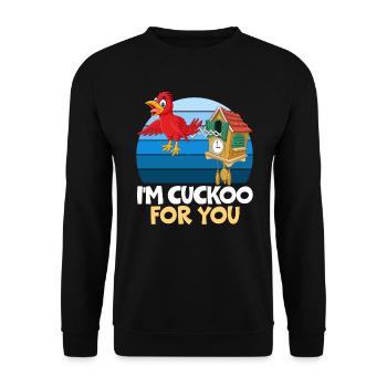 Je suis Coucou pour toi Saint-Valentin Jour des cœurs Oiseau - Sweat-shirt Unisexe - noir - Devant - Alina (178cm) & Michal (187cm)