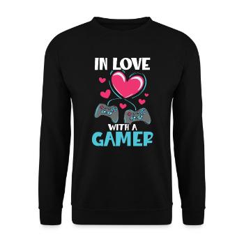 In Love With A Gamer Valentines Day Video Game - Unisex Sweatshirt - black - Front - Alina (178cm) & Michal (187cm)