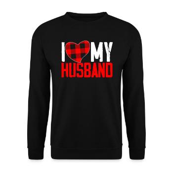 Ich liebe meinen Mann Valentinstag Hochzeit Amor Liebe - Unisex Pullover - Schwarz - Vorne - Alina (178cm) & Michal (187cm)