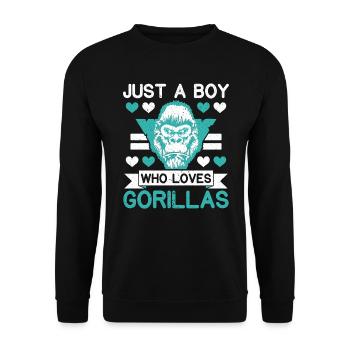 Just A Boy Who Loves Gorillas Ape Monkey Lover - Unisex Sweatshirt - black - Front - Alina (178cm) & Michal (187cm)