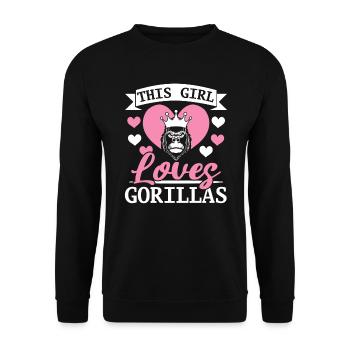 This Girl Loves Gorillas Ape Monkey Whisperer - Unisex Sweatshirt - black - Front - Alina (178cm) & Michal (187cm)