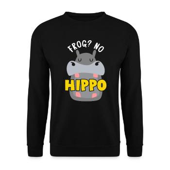 Frog? No Hippo Animal Hippopotamus Lover - Unisex Sweatshirt - black - Front - Alina (178cm) & Michal (187cm)