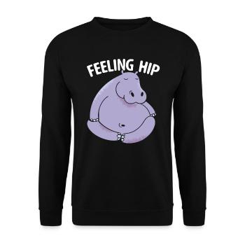 Feeling Hip Nilpferd Tier Nilpferd Liebhaber - Unisex Pullover - Schwarz - Vorne - Alina (178cm) & Michal (187cm)