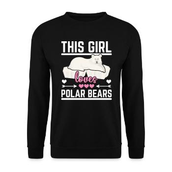 Cette fille aime les ours polaires Arctic Animal Ice Bear - Sweat-shirt Unisexe - noir - Devant - Alina (178cm) & Michal (187cm)