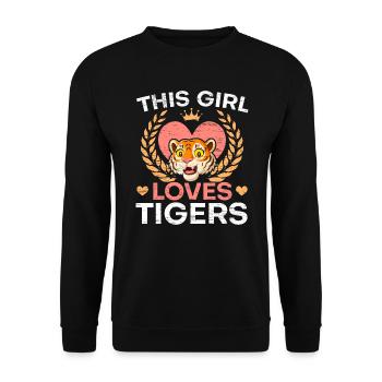 Meine Katze ist größer als dein Tiertiertiger - Unisex Pullover - Schwarz - Vorne - Alina (178cm) & Michal (187cm)