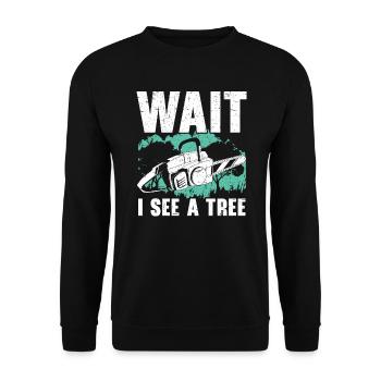 Wait I See A Tree Arborist Logger Wood Whisperer - Sweat-shirt Unisexe - noir - Devant - Alina (178cm) & Michal (187cm)