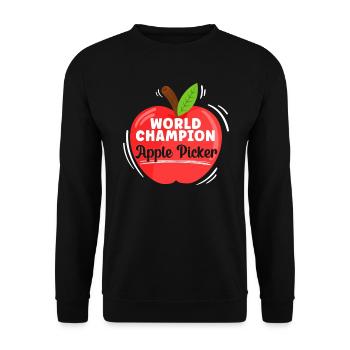 World Champion Apple Picker Apple Fruit Lover - Unisex Sweatshirt - black - Front - Alina (178cm) & Michal (187cm)