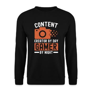 Content Creator By Day Gamer By Night Influencer - Unisex Sweatshirt - black - Front - Alina (178cm) & Michal (187cm)