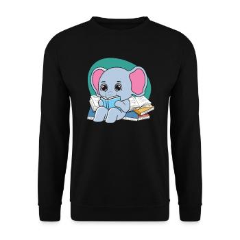 Bookworm Elephant Whisperer Animal Lover Zookeeper - Unisex Sweatshirt - black - Front - Alina (178cm) & Michal (187cm)