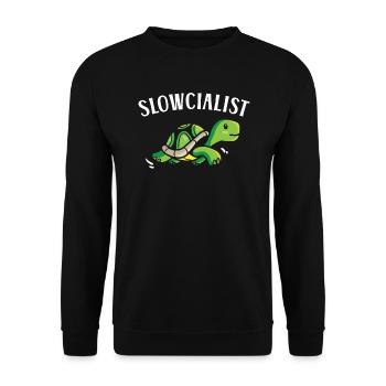 Slowcialist Turtle Lover Tortoise Marine Biology - Unisex Sweatshirt - black - Front - Alina (178cm) & Michal (187cm)