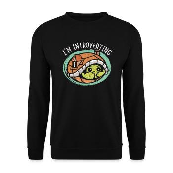 I'm Introverting Turtle Tortoise Marine Biology - Unisex Sweatshirt - black - Front - Alina (178cm) & Michal (187cm)