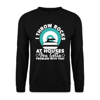 Jetez des pierres sur les maisons que vous devez avoir un problème avec ça - Sweat-shirt Unisexe - noir - Devant - Alina (178cm) & Michal (187cm)