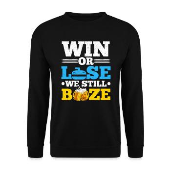 Gagner ou perdre Nous continuons à boire de l’alcool Joueur de curling à la bière - Sweat-shirt Unisexe - noir - Devant - Alina (178cm) & Michal (187cm)