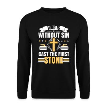 Wer ist ohne Sünde Cast Der erste Stein Curling - Unisex Pullover - Schwarz - Vorne - Alina (178cm) & Michal (187cm)