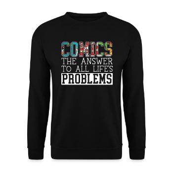 Comics Collector Comic Reader Fictional Characters - Unisex Sweatshirt - black - Front - Alina (178cm) & Michal (187cm)