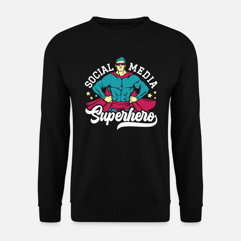 Social Media Superheld Job Social Media Manager - Unisex Pullover - Schwarz
