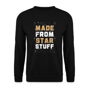 Hergestellt aus Sternzeug Astronom Astronomie - Unisex Pullover - Schwarz - Vorne - Alina (178cm) & Michal (187cm)