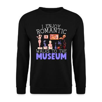 J’aime les promenades romantiques au musée Whisperer - Sweat-shirt Unisexe - noir - Devant - Alina (178cm) & Michal (187cm)