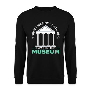 Désolé de ne pas écouter, j’étais au musée - Sweat-shirt Unisexe - noir - Devant - Alina (178cm) & Michal (187cm)