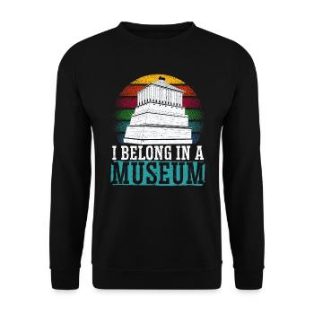J’appartiens à un amoureux du musée Conservateur de musée - Sweat-shirt Unisexe - noir - Devant - Alina (178cm) & Michal (187cm)
