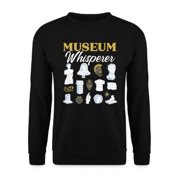 Museum Whisperer Museum Lover Museum Kurator - Unisex Pullover - Schwarz - Vorne - Alina (178cm) & Michal (187cm)