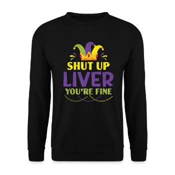 Tais-toi foie tu vas bien Mardi Gras Shenanigan - Sweat-shirt Unisexe - noir - Devant - Alina (178cm) & Michal (187cm)