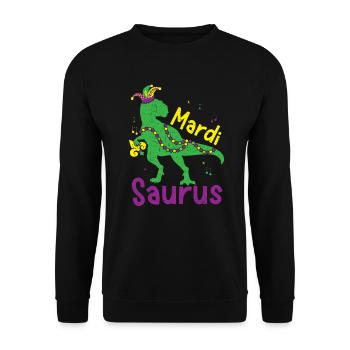 Mardisaurus Mardi Gras Celebration Dinosaur Lover - Unisex Sweatshirt - black - Front - Alina (178cm) & Michal (187cm)