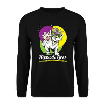 Meowdi Gras Cat Lover Mardi Gras Celebration - Unisex Sweatshirt - black - Front - Alina (178cm) & Michal (187cm)