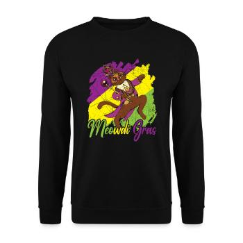 Meowdi Gras Cat Lover Mardi Gras Celebration - Unisex Sweatshirt - black - Front - Alina (178cm) & Michal (187cm)