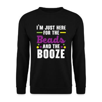 Juste ici pour les perles et l’alcool Mardi Gras - Sweat-shirt Unisexe - noir - Devant - Alina (178cm) & Michal (187cm)