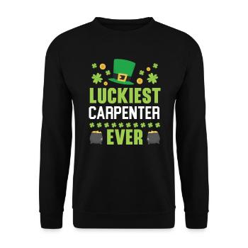 Glücklichster Zimmermann aller Zeiten St. Patrick's Saint Pattys - Unisex Pullover - Schwarz - Vorne - Alina (178cm) & Michal (187cm)