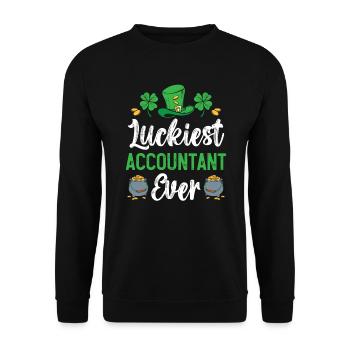 Glücklichster Buchhalter aller Zeiten St. Patrick's Day - Unisex Pullover - Schwarz - Vorne - Alina (178cm) & Michal (187cm)