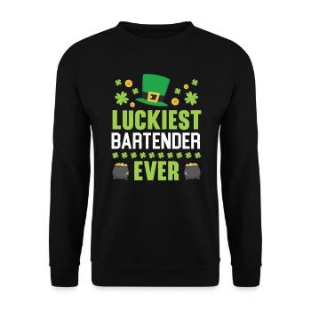 Glücklichster Barkeeper aller Zeiten St. Patrick's Saint Pattys - Unisex Pullover - Schwarz - Vorne - Alina (178cm) & Michal (187cm)