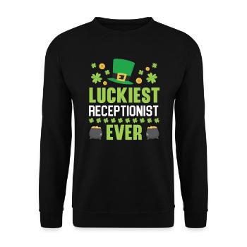 Luckiest Receptionist Ever St. Patrick's Day - Unisex Sweatshirt - black - Front - Alina (178cm) & Michal (187cm)