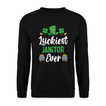 Glücklichster Hausmeister aller Zeiten St. Patrick's Saint Pattys - Unisex Pullover - Schwarz - Vorne - Alina (178cm) & Michal (187cm)