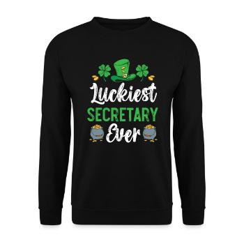 Glücklichste Sekretärin aller Zeiten St. Patrick's Saint Pattys - Unisex Pullover - Schwarz - Vorne - Alina (178cm) & Michal (187cm)