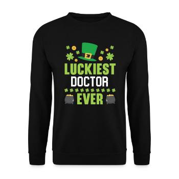 Glücklichster Arzt aller Zeiten St. Patrick's Saint Pattys - Unisex Pullover - Schwarz - Vorne - Alina (178cm) & Michal (187cm)