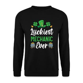 Der glücklichste Mechaniker aller Zeiten St. Patrick's Day - Unisex Pullover - Schwarz - Vorne - Alina (178cm) & Michal (187cm)