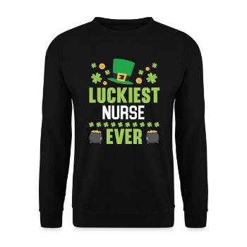 Glücklichste Krankenschwester aller Zeiten St. Patrick's Saint Pattys Day - Unisex Pullover - Schwarz - Vorne - Alina (178cm) & Michal (187cm)