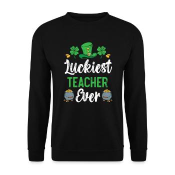 Glücklichster Lehrer aller Zeiten St. Patrick's Saint Pattys - Unisex Pullover - Schwarz - Vorne - Alina (178cm) & Michal (187cm)