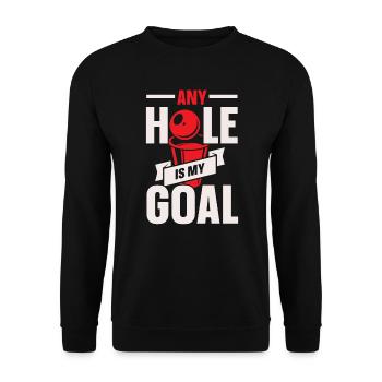Any Hole Is My Goal Alcohol Drinking Beer Pong - Unisex Sweatshirt - black - Front - Alina (178cm) & Michal (187cm)