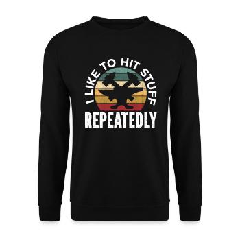 Ich mag es, Sachen wiederholt zu schlagen Schmieden Schmied - Unisex Pullover - Schwarz - Vorne - Alina (178cm) & Michal (187cm)