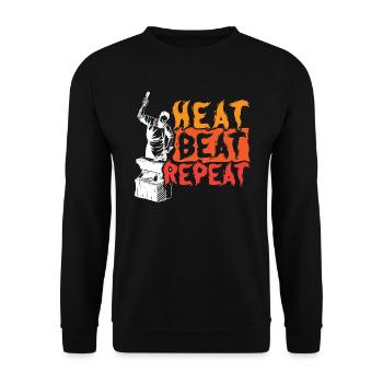 Heat Beat Repeat Metallschmied Schmieden Schmied - Unisex Pullover - Schwarz - Vorne - Alina (178cm) & Michal (187cm)