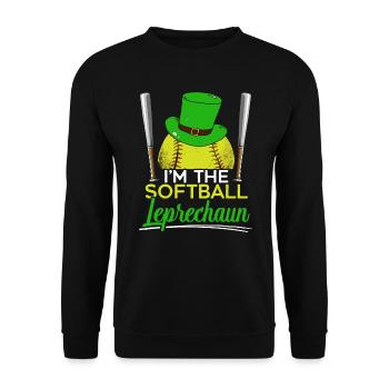 Ich bin der Softball-Kobold St. Patrick's Day - Unisex Pullover - Schwarz - Vorne - Alina (178cm) & Michal (187cm)