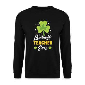 Glücklichster Lehrer aller Zeiten St. Patrick's Saint Pattys - Unisex Pullover - Schwarz - Vorne - Alina (178cm) & Michal (187cm)
