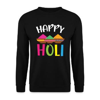 Happy Holi Hinduismus Hindu Buddhist Holi Festival - Unisex Pullover - Schwarz - Vorne - Alina (178cm) & Michal (187cm)