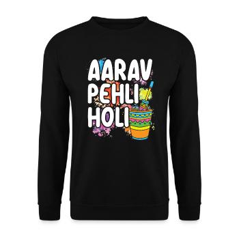 Aarav Pehli Holi Hinduismus Buddhistisches Holi Festival - Unisex Pullover - Schwarz - Vorne - Alina (178cm) & Michal (187cm)